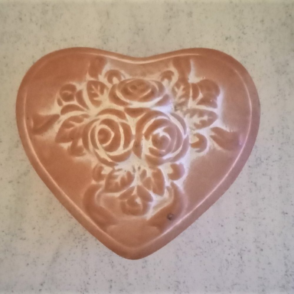 Vintage Terra-Cotta Heart Shape Trinket Box
